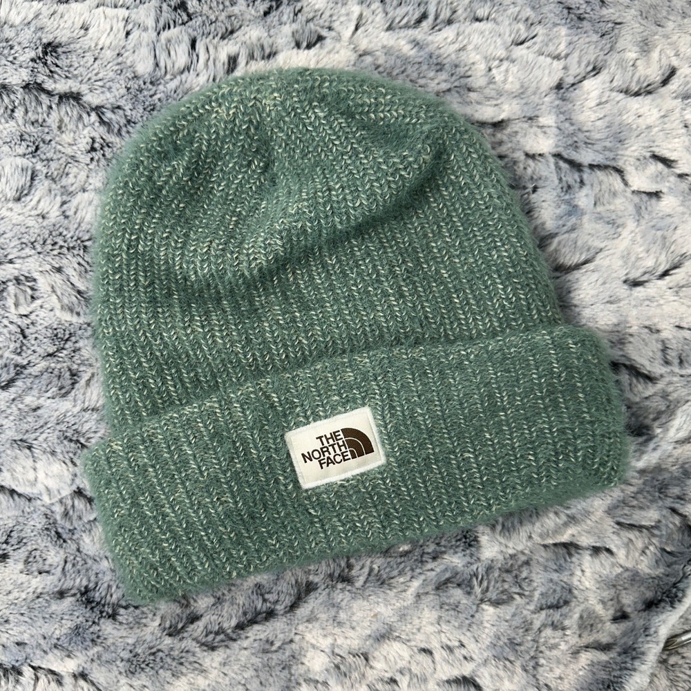 The North Face Salty Bae Lined Beanie Sage Knit Cuffed Logo / Women's One Size